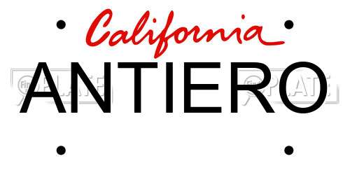 ANTIERO California License Plate