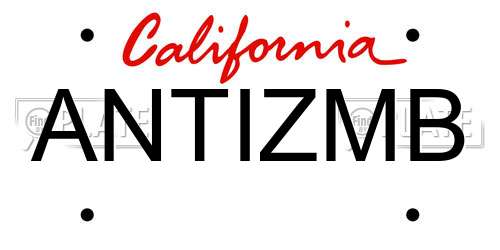 ANTIZMB California License Plate
