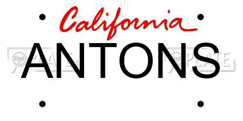 ANTONS California License Plate