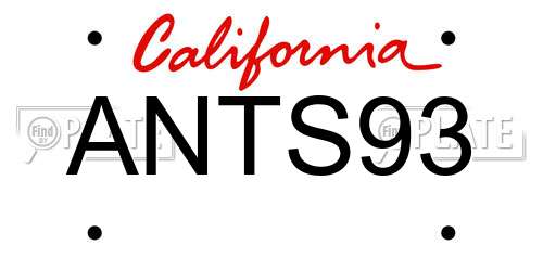 ANTS93 California License Plate
