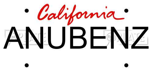 ANUBENZ California License Plate