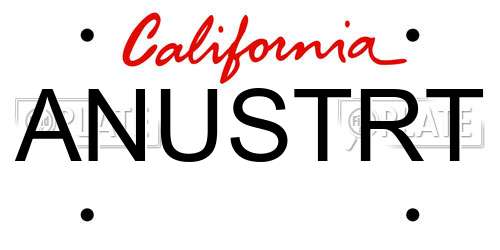 ANUSTRT California License Plate