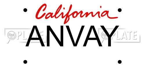 ANVAY California License Plate