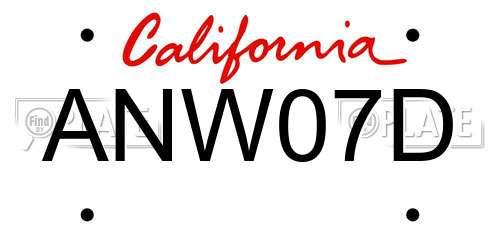 ANW07D California License Plate
