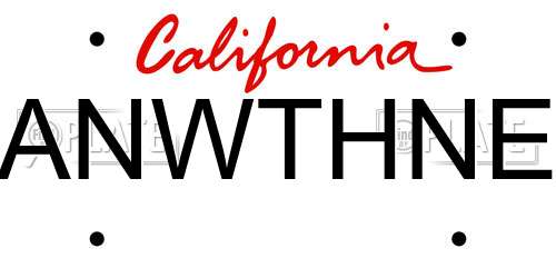 ANWTHNE California License Plate