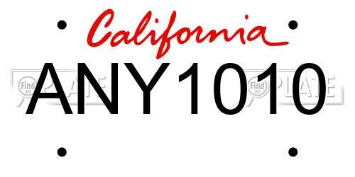 ANY1010 California License Plate