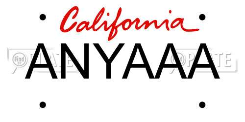 ANYAAA California License Plate