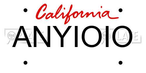 ANYIOIO California License Plate