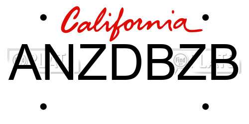 ANZDBZB California License Plate