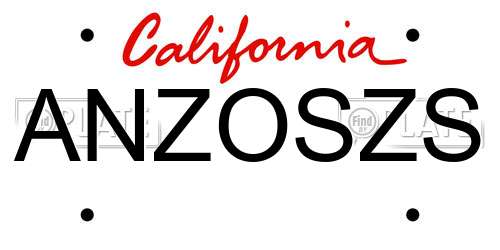 ANZOSZS California License Plate