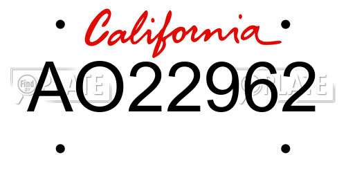 AO22962 California License Plate