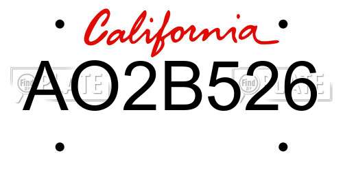AO2B526 California License Plate