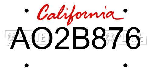 AO2B876 California License Plate
