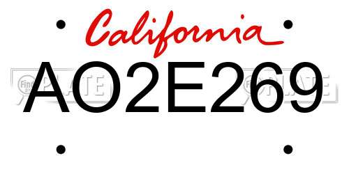 AO2E269 California License Plate