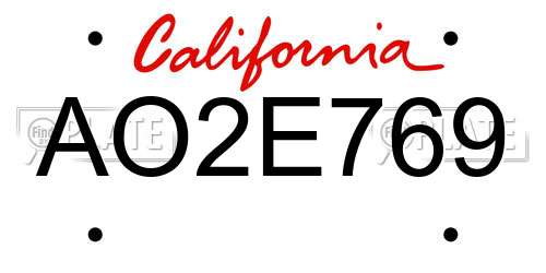 AO2E769 California License Plate