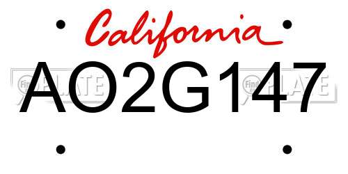 AO2G147 California License Plate