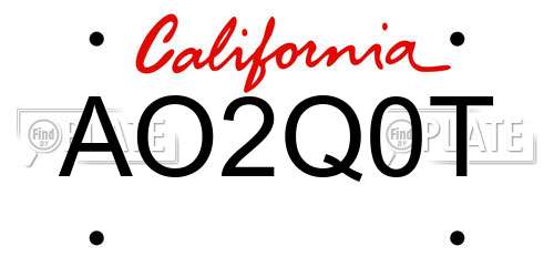 AO2Q0T California License Plate