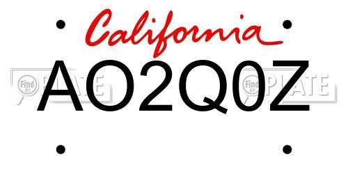 AO2Q0Z California License Plate