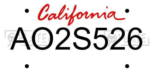 AO2S526 California License Plate