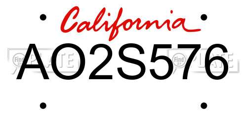 AO2S576 California License Plate