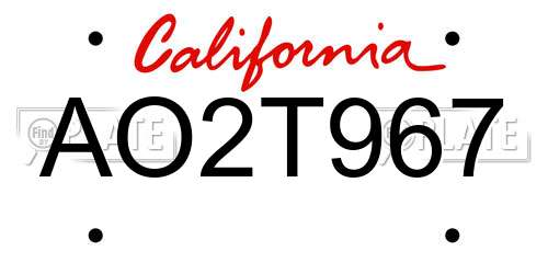 AO2T967 California License Plate