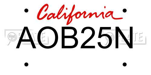 AOB25N California License Plate