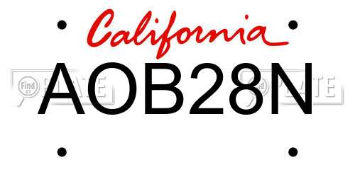 AOB28N California License Plate