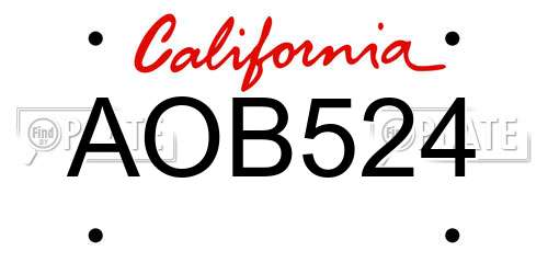 AOB524 California License Plate