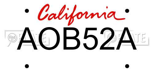 AOB52A California License Plate