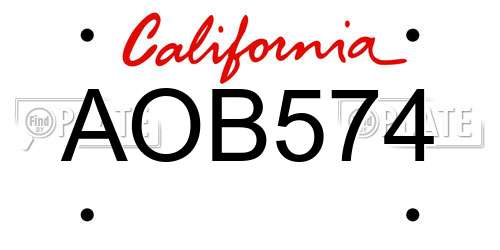 AOB574 California License Plate