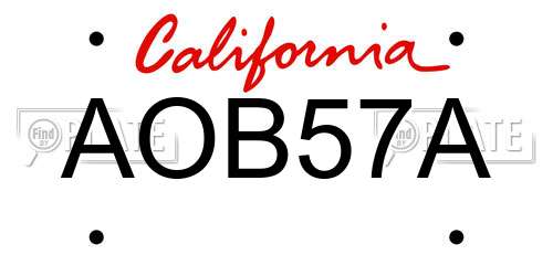 AOB57A California License Plate