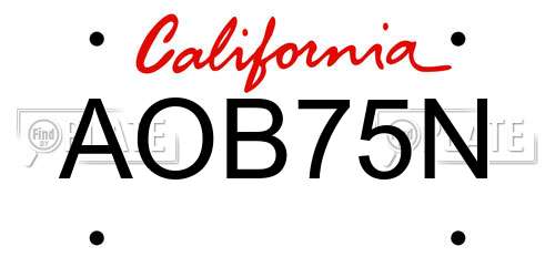 AOB75N California License Plate