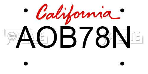 AOB78N California License Plate