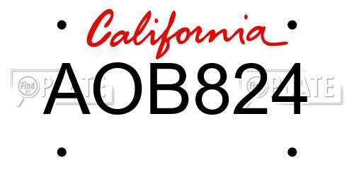 AOB824 California License Plate
