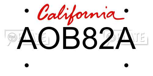 AOB82A California License Plate