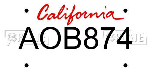 AOB874 California License Plate