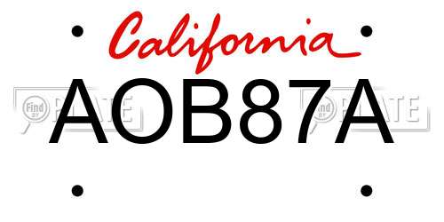 AOB87A California License Plate