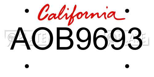 AOB9693 California License Plate