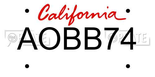 AOBB74 California License Plate