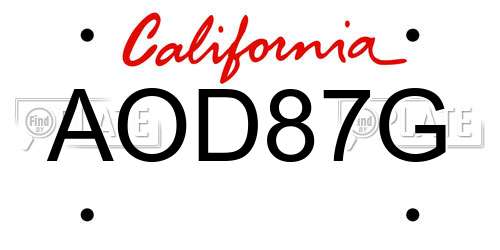AOD87G California License Plate