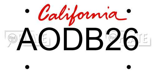 AODB26 California License Plate