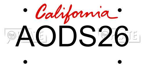 AODS26 California License Plate