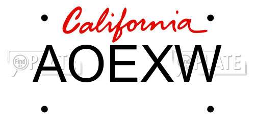AOEXW California License Plate