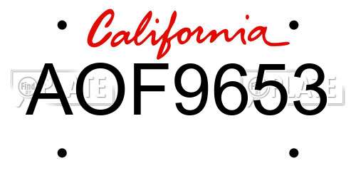 AOF9653 California License Plate