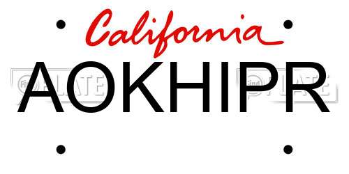 AOKHIPR California License Plate