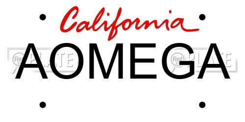 AOMEGA California License Plate