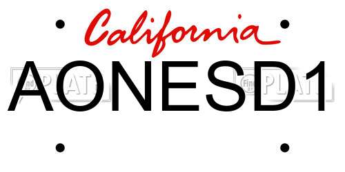 AONESD1 California License Plate