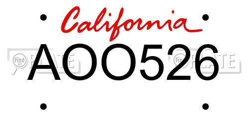 AOO526 California License Plate