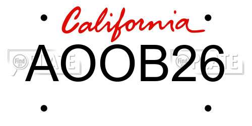 AOOB26 California License Plate