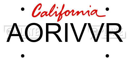 AORIVVR California License Plate